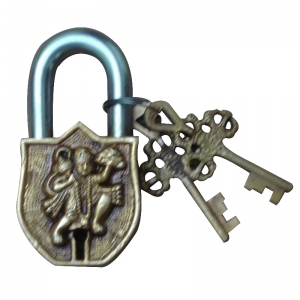 Brass metal safety pad lock with lord Hanuman f