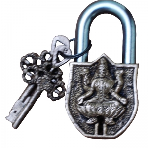 Decorative door pad lock with Goddess Laxmi figure
