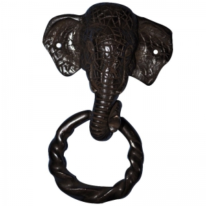 Aakrati Elephant Door Knocker Made in Solid Brass Metal - Unique Hardware Fitting with Antique Finish and Animal Shape