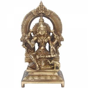 Goddess Lakshmi Temple Statue in Antique Finish By Aakrati
