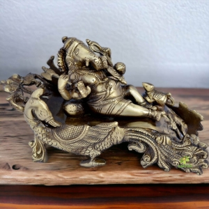 Perfect Decor Gift-Majestic Ganesha Resting On a Royal Designed Peacock Throne