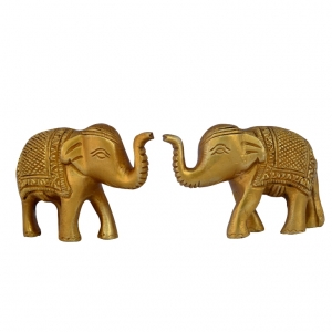 A Decorative Brass Elephant Pair in Golden finish having attractive look 