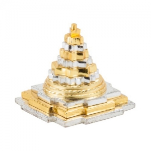 Aakrati - Brass Silver and Golden Finish Pyramid Feng Shui | Good Luck | Prosperity Symbol | Wealth Symbol | Dark Energy | Paper Weight
