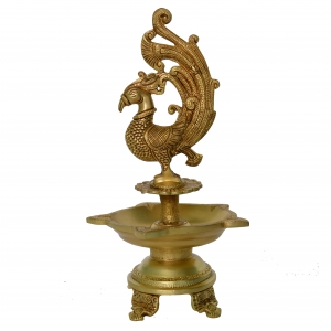 Paecock Bird Brass Metal Pooja Ghar Oil Lamp/Deepak