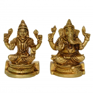 Small pair of Hindu Deity Laxmi Ganesha in Barss