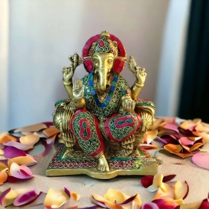 Ganesh Idol Brass Sculpture Decorative Figurine Ganesha Statue Diwali Decor Gift