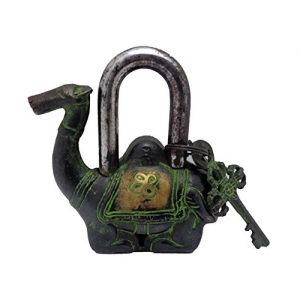 Camel shape Antique Green look Functional metal Pad Lock with 2 Keys