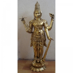 Antique Lord Vishnu Brass Standing Statue