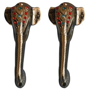 Elephant Brass Door Handle with red and blue Stone Work
