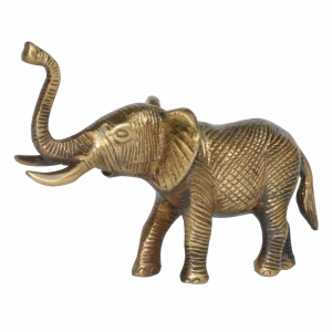 Brass Trunk up Elephant statue Fengshui Gift Item Symbol of Goof luck Decorative Showpiece in Antique finish for Home Decor