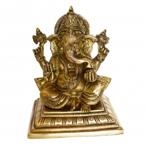 Brass Statue of Lord Ganesha with antique finish look for Home temple 
