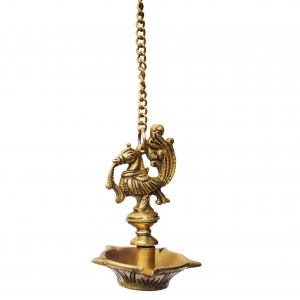 Aakrati Brass Hanging Bird Oil Lamp Decorative Statue in Antique Finish for Home Decoration