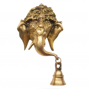 Decorative Wall Hanging Ganesha face Hanging with bell made of brass