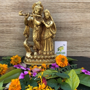 Radha Krishna Hand Carved Brass Metal Murti/ Statue