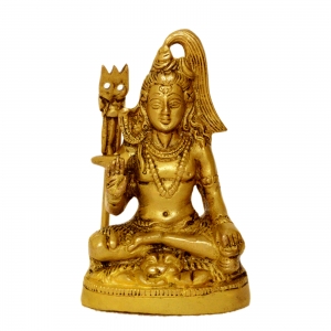 Sitting Lord Shiva Brass metal Antique Finish Statue