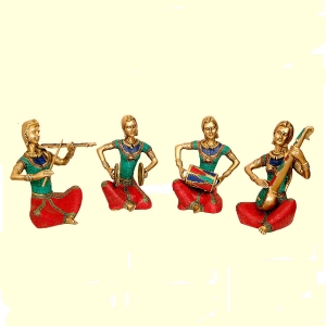 Four Musicians Home Decor Brass Made Set 