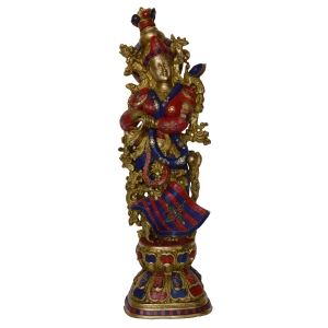 Goddess Radha Brass metal colored standing Statue By Aakrati
