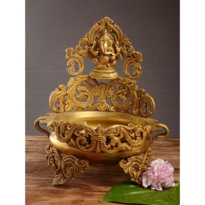 Floating candle pot Brass Metal made - Home Decor Lord Ganesha figure Urli