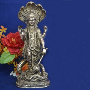 Standing Lord Vishnu Holding cudgel Brass metal statue