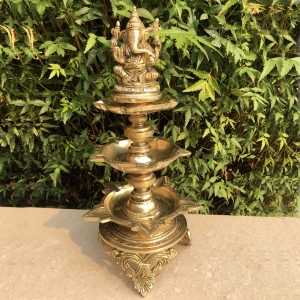Ganesha figure brass metal Pooja ghar standing diya 