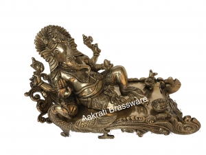 Lord Ganesha Brass made reclining decorative hand carved statue