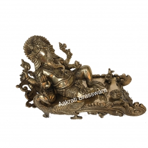 Lord Ganesha Brass made reclining decorative hand carved statue