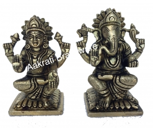 Laxmi Ganesha Brass metal hand carved pooja ghar statue