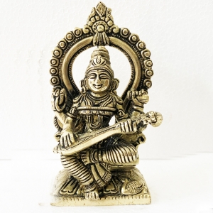 Goddess Saraswati Glorious Brass Statue By Aakrati