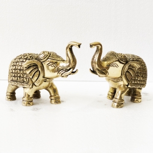 Home decor elephant figure pair brass made statue for vintage look