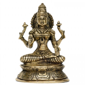 Goddess Laxmi Brass Made hand carved pooja ghar/office statue
