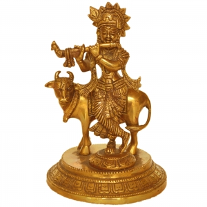 Lord Krishna Brass metal Hand made antique finish statue
