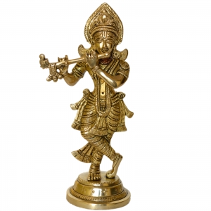 Lord Krishna Brass Made Hand Carved Designer Statue