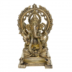 Brass made Lord Ganesha Pooja Ghar decoration/office decoration hand carved statue