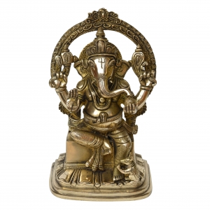 Lord Ganesha hand carved brass statue for Home decor/Office decor