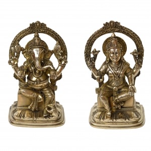 Laxmi Ganesha Brass Made pair for Home/Office decor statue
