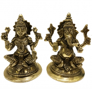 Lakshmi Ganesha brass metal decorative pair for pooja ghar/home decor/gift