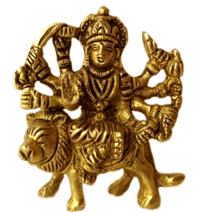 Goddess Durga Brass Metal Hand Carved Idol for Gift/Temple