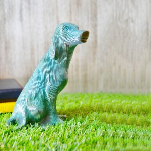 Aakrati Sitting Brass Dog Green Finished 5 Inch Figurine