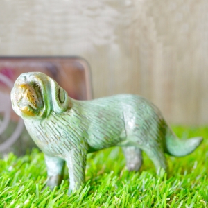 Aakrati Green Finished 4 Inch Standing Brass Dog For Table Decoration