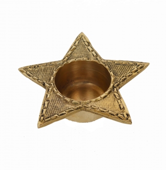 Yellow Finished Brass Star Shaped Small Container or candle holder Showpiece