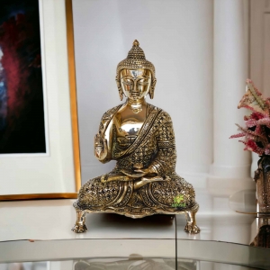 Blessing Brass Buddha Figurine Showpiece for Home Temple or Decoration