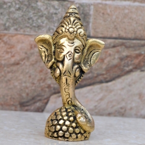 Spiritual Gift Statue - Hindu God for Luck & Prosperity Brass Metal Sculpture 3.1 Inches Height