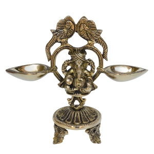 Table diya with Ganesh ji - oil diya religious worship handmade homeware