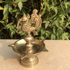 Indian Oil Lamp Bird made in brass ; Brass Diya for Diwali Festive Decorations