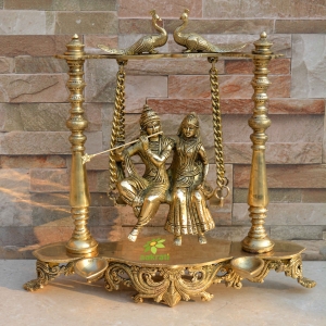 Radha and Krishna Swing jhula Brass Statue, Home Decor Gift, Indian Brass Art
