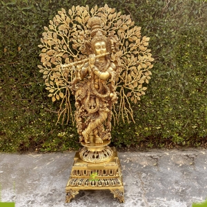 Krishna with tree Brass idols online India figure antique look