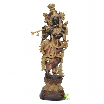 Brass Krishna statue - 73CM Brass Krishna Statue, Krishna Figurine, Krishna Sculpture, KRISHNA For Temple, Home, office, pooja, Decor, Gifts