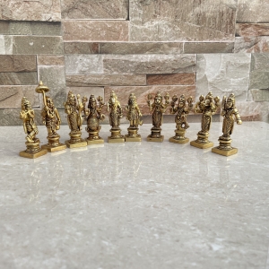Lord Vishnu Dashavtar Brass Idols | Decorative Home Decor | Brass Statue Dasavatharam for pooja  | housewarming Gift