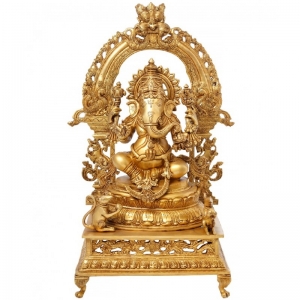 Brass Large Ganesha Statue, Religious Sculpture for Home Temple Hotel office Decor, Good Luck Gift, Hindu idol