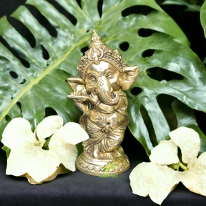 Small sitting ganesh with flute nice table top showpiece, homewarming, office gift 